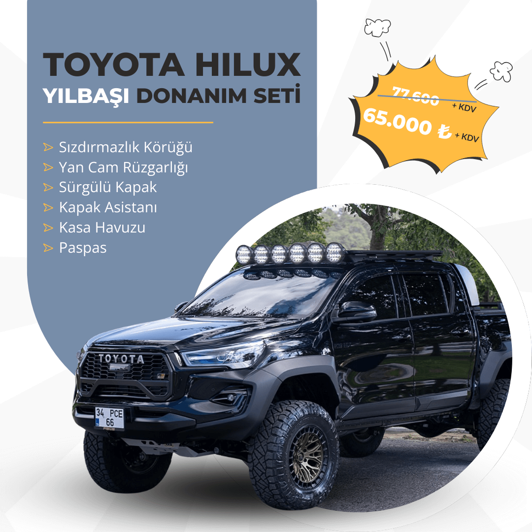 Toyota Hilux Full Koruma ve Aksesuar Paketi | Sürgülü Kapak + 5 Parça Set | Yılbaşı Fırsatı