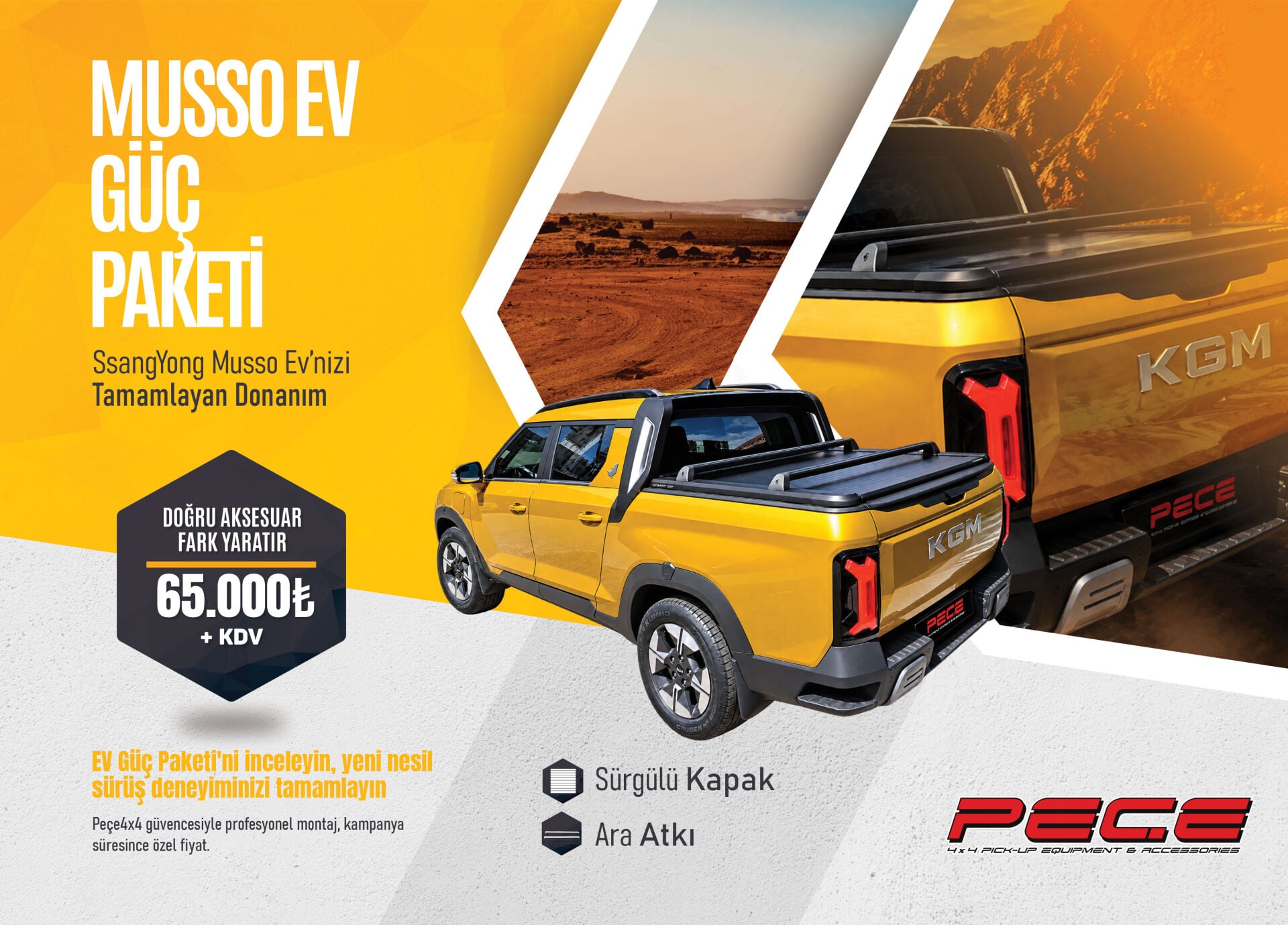 SsangYong Musso EV Güç Paketi | Sürgülü Kapak & Ara Atkı